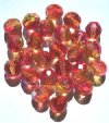 25 10mm Faceted Crystal Yellow Red AB